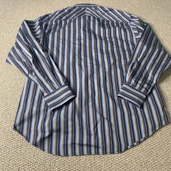 Johnston & Murphy Mens Shirt Size Large Blue Striped Tailored Fit Button Up - Picture 5 of 11